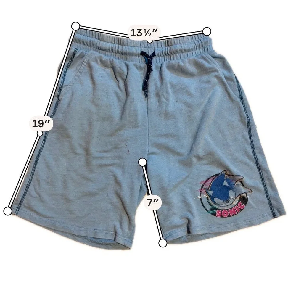 Sonic The Hedgehog Boys Blue Graphic Jersey Shorts Size XL 14/16 SEGA